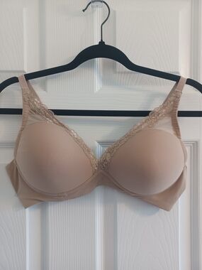 Warner's Tan/Nude Lace-Trim Wirefree T-Shirt Bra 38B